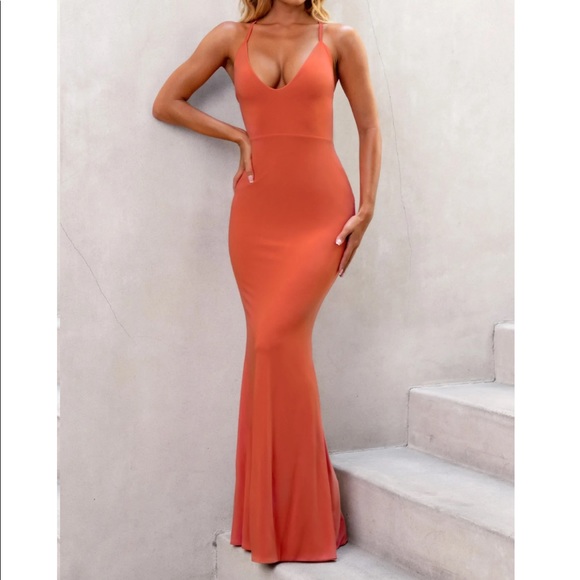club london Dresses & Skirts - BRAND NEW Club London Orange Backless Maxi Dress in size 4